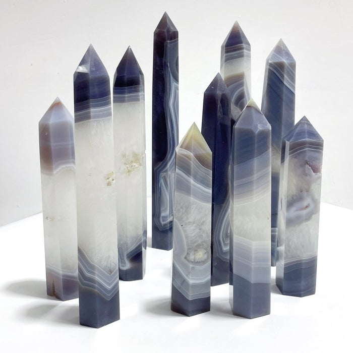 10 Pieces Large Geode Druzy Stripe Agate Mixed Quartz Tower - Wholesale Crystals