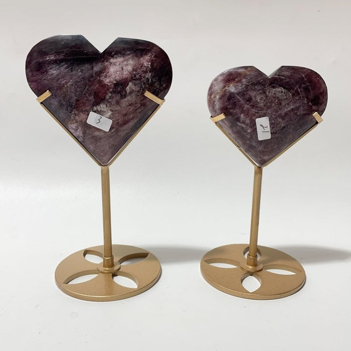 12 Pieces High Quality Flash Lepidolite Heart With Stand - Wholesale Crystals