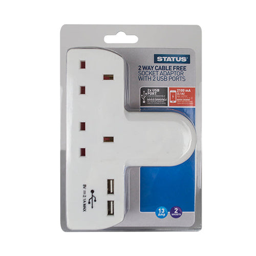 2 Way Cable-Free Socket With 2 USB Ports