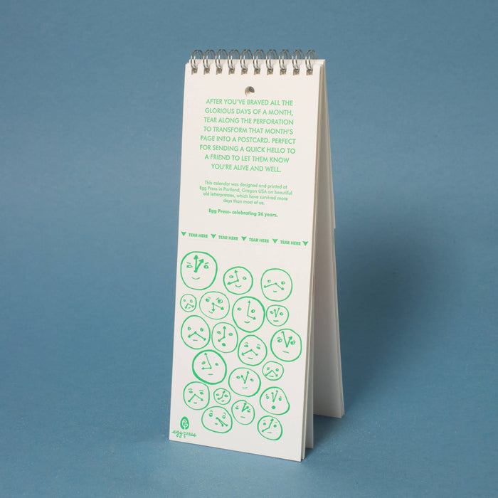 2026 Egg Press Letterpress Postcard Wall Calendar