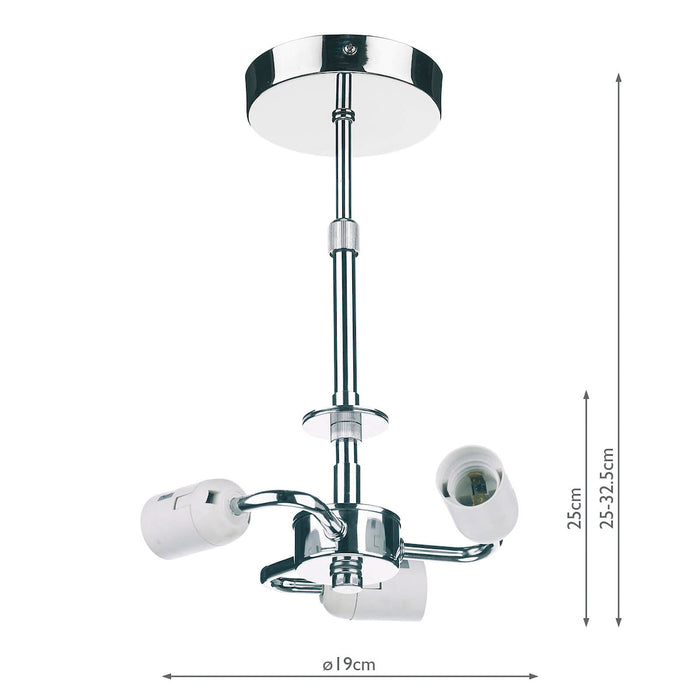3 Light Semi Flush Suspension Polished Chrome<br>Polished Chrome