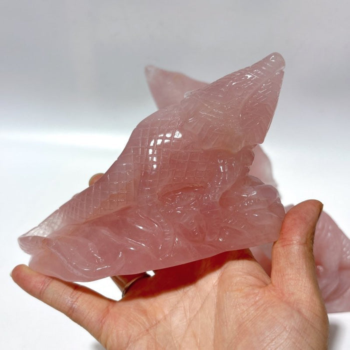 3 Pieces High Quality Rose Quartz Lizard Carving -Wholesale Crystals