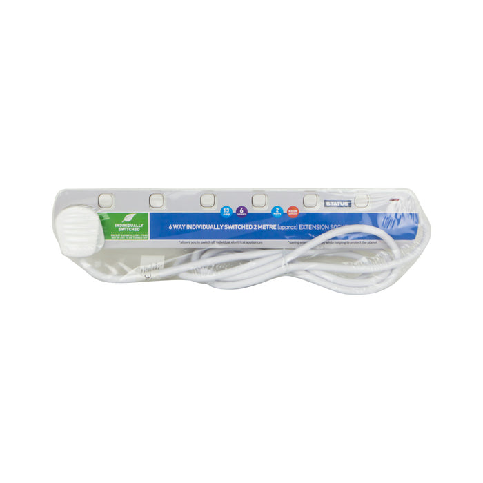 4 Way 2Mtr Extension Socket Individually Switched With Neon Indicator