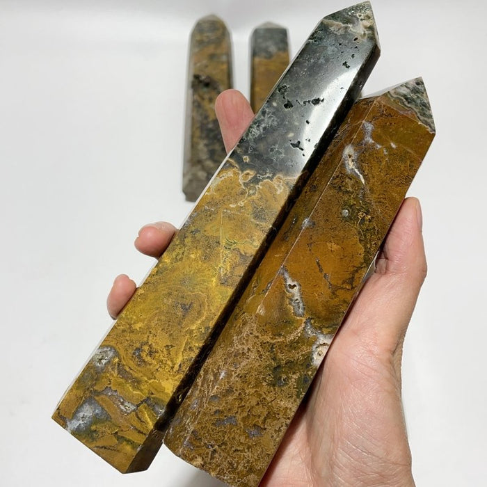 8 Pieces Large Yellow Ocean Jasper Tower -Wholesale Crystals