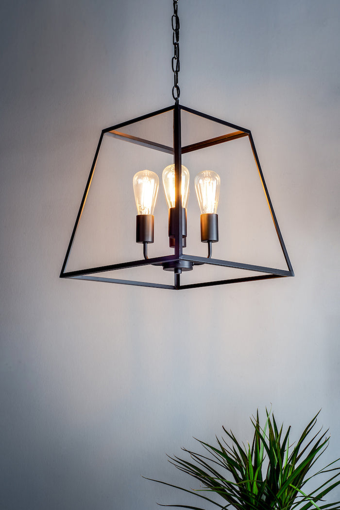 Academy 4 Light Lantern Black<br>Matt Black