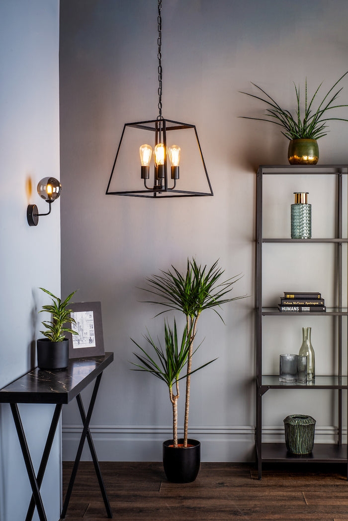 Academy 4 Light Lantern Black<br>Matt Black