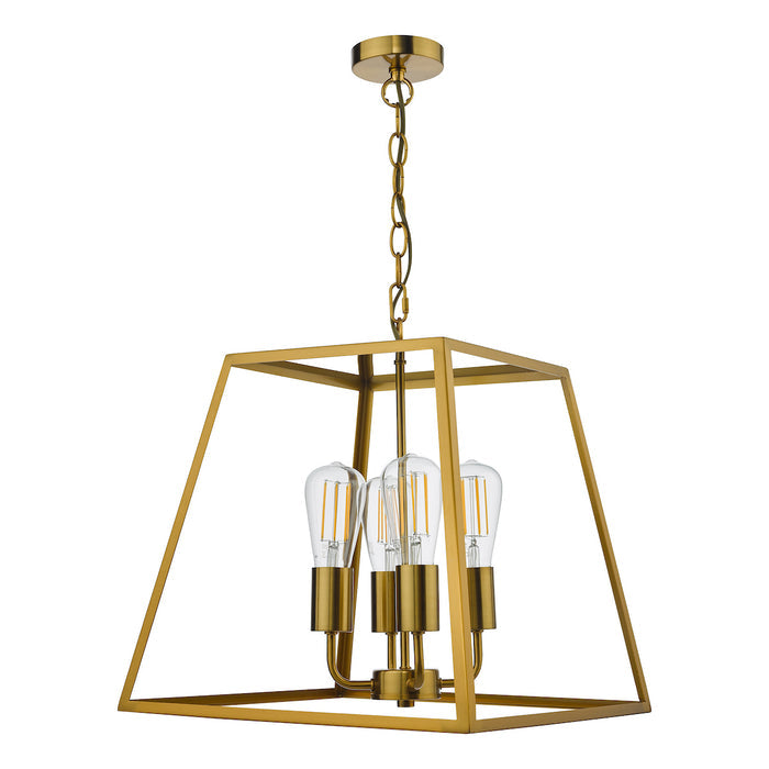 Academy 4 Light Lantern Natural Brass<br>Natural Solid Brass
