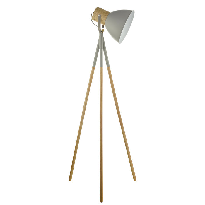 Adna Floor Lamp Grey &amp; Natural WoodMatt Grey