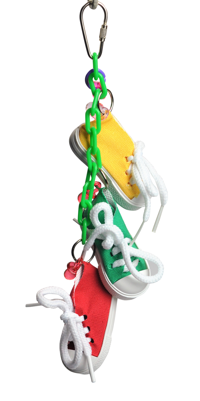 A&E Cage Company Happy Beaks Sneakers on a Line Bird Toy