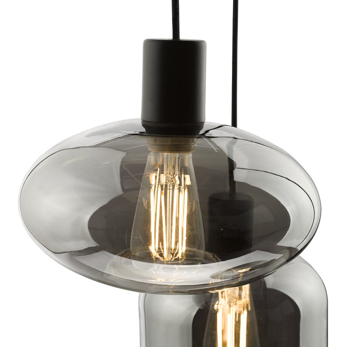 Aiden 3 Light Cluster Pendant Satin Black & Smoked<br>Smoked Glass