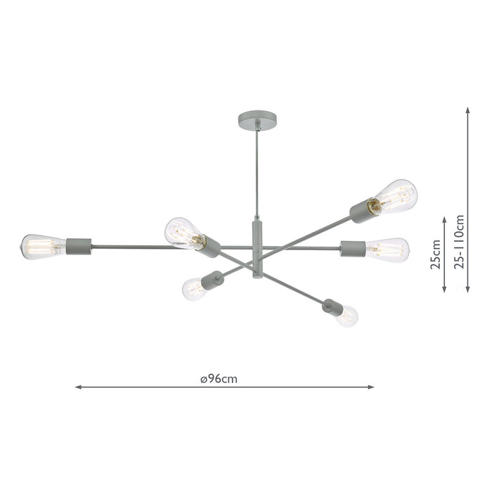 Alana 6 Light Armed Fitting Matt Grey<br>Matt Grey