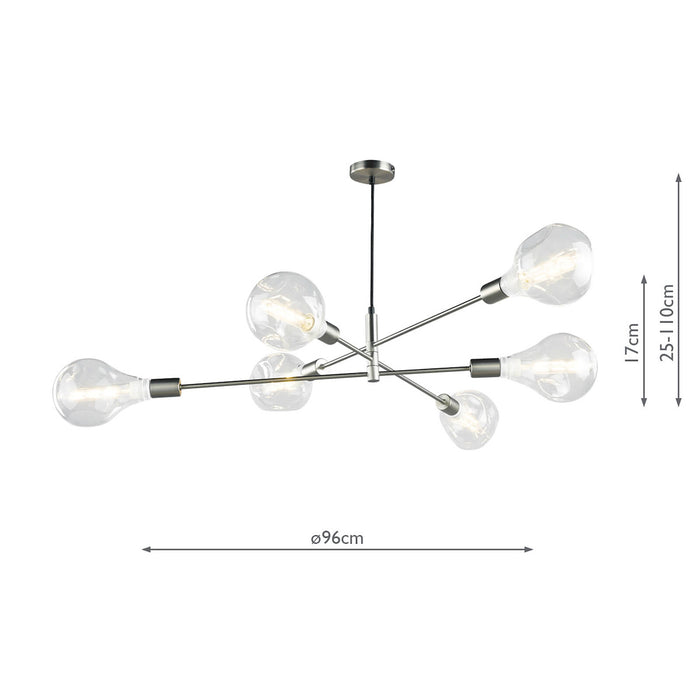 Alana 6 Light Pendant Satin Chrome<br>Satin Chrome