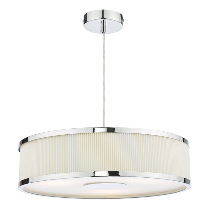 Alvaro 3 Light Single Pendant Polished Chrome Ivory<br>Polished Chrome