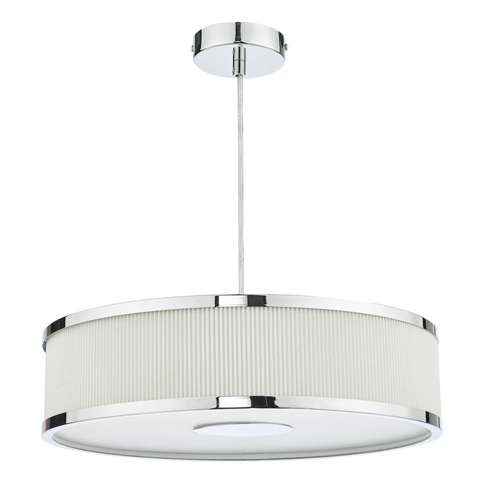 Alvaro 3 Light Single Pendant Polished Chrome Ivory<br>Polished Chrome