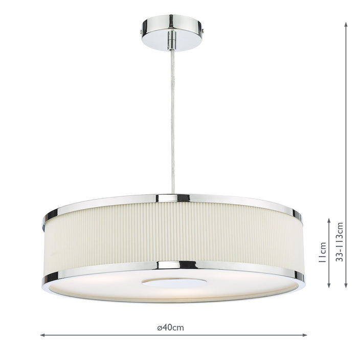 Alvaro 3 Light Single Pendant Polished Chrome Ivory<br>Polished Chrome