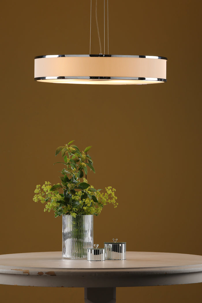 Alvaro 6 Light Single Pendant Polished Chrome Ivory<br>Polished Chrome