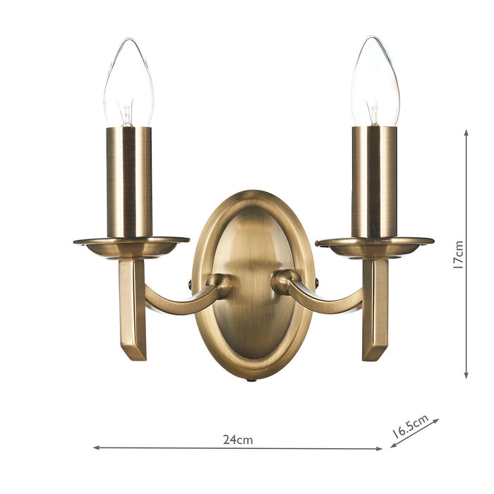 Ambassador Double Wall Bracket Antique Brass<br>Antique Brass
