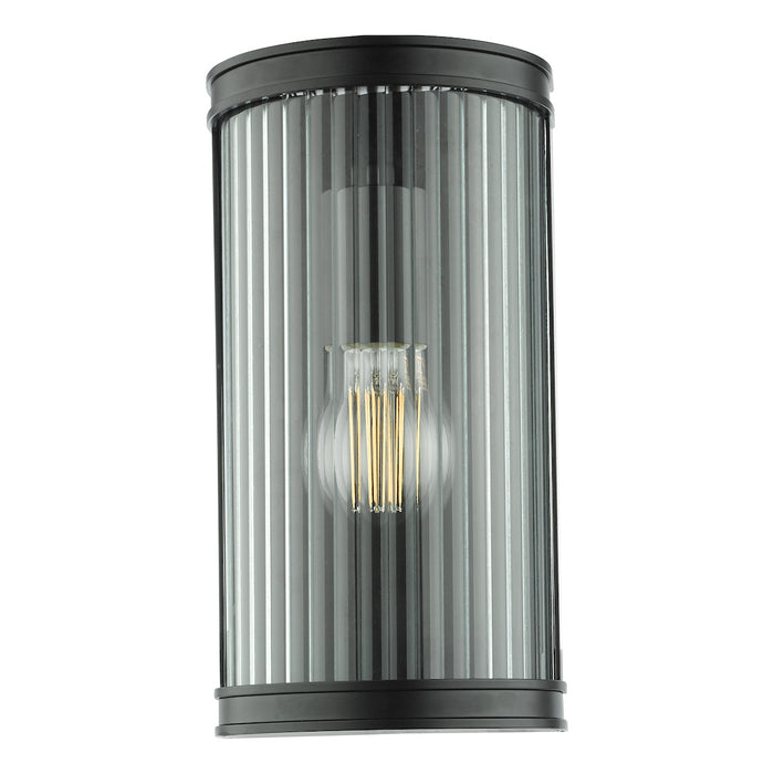 Anund Bathroom Wall Light Matt Black Ribbed Glass IP44<br>Matt Black