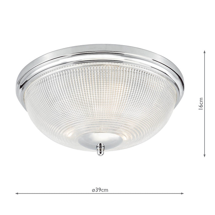 Arbor Bathroom 3 Light Flush Polished Chrome & Glass IP44<br>Polished Chrome