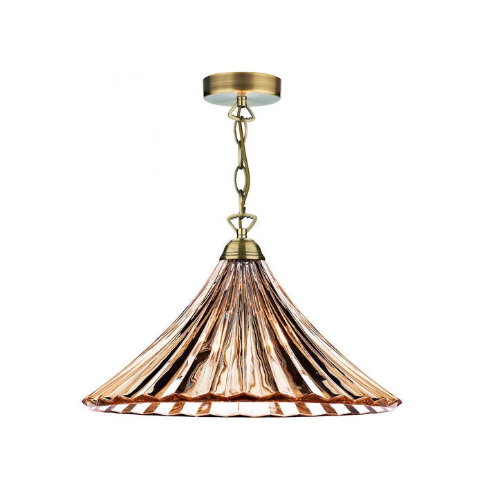 Ardeche 1 Light Large Pendant Amber Glass & Antique Brass<br>Antique Brass