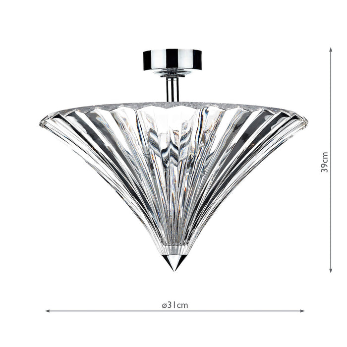 Ardeche 3 Light Flush Polished Chrome<br>Glass