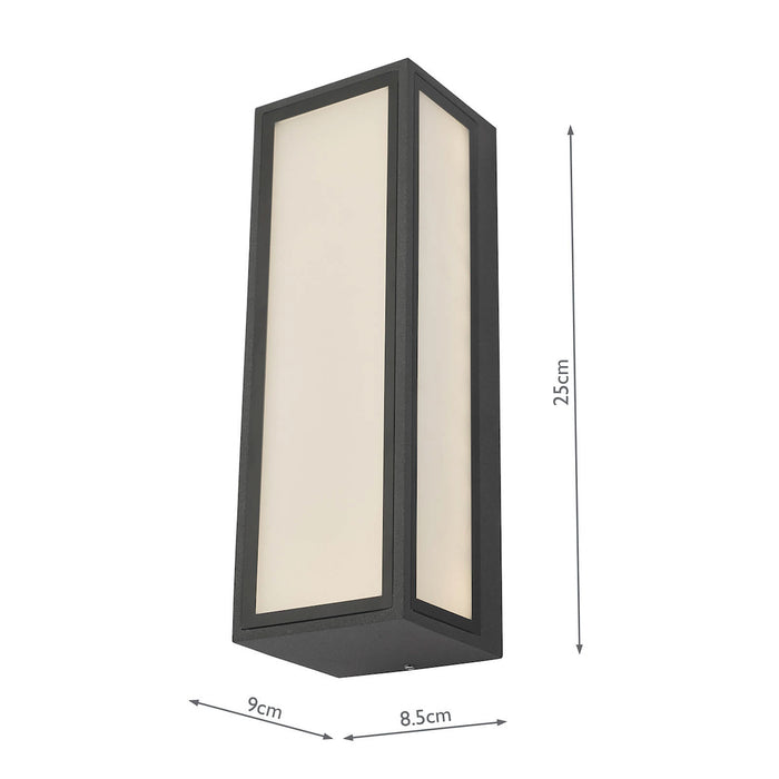 Arham Outdoor Wall Light Matt Grey Frosted Glass IP65 LED<br>Matt Grey