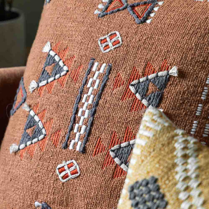 Arlo Embellished Cushion Brown - Feather Filled
