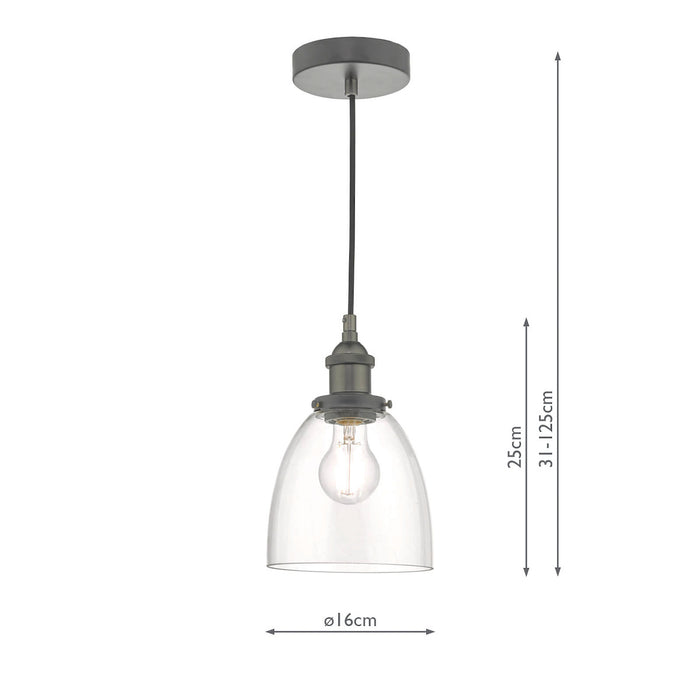 Arvin Pendant Antique Chrome & Glass<br>Antique Chrome
