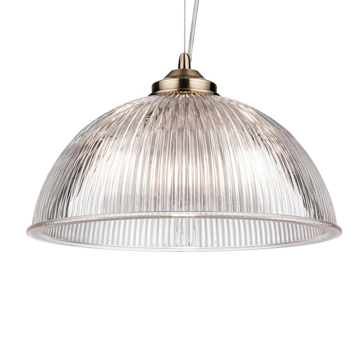 Ashford Antique Brass with Ribbed Glass Pendant