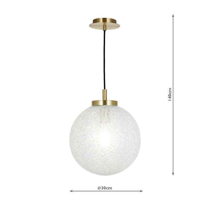 Avari 1 Light Pendant Satin Brass And Clear Frosted Glass<br>Frosted Glass