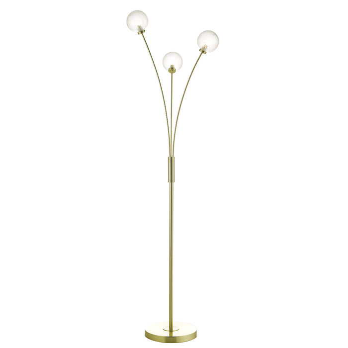 Avari 3 Light Floor Lamp Satin Brass Glass<br>Satin Brass
