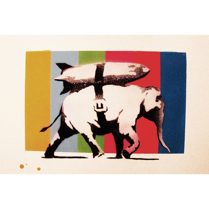 Banksy Heavy Weaponry Rocket Bomb Elephant, Graffiti