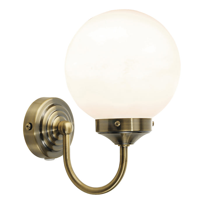 Barclay Bathroom Wall Light Antique Brass Opal Glass IP44<br>Antique Brass