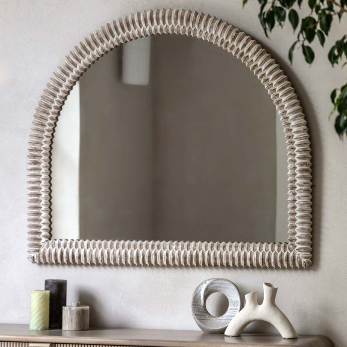 Belgravia Arch Overmantle Mirror White Wash