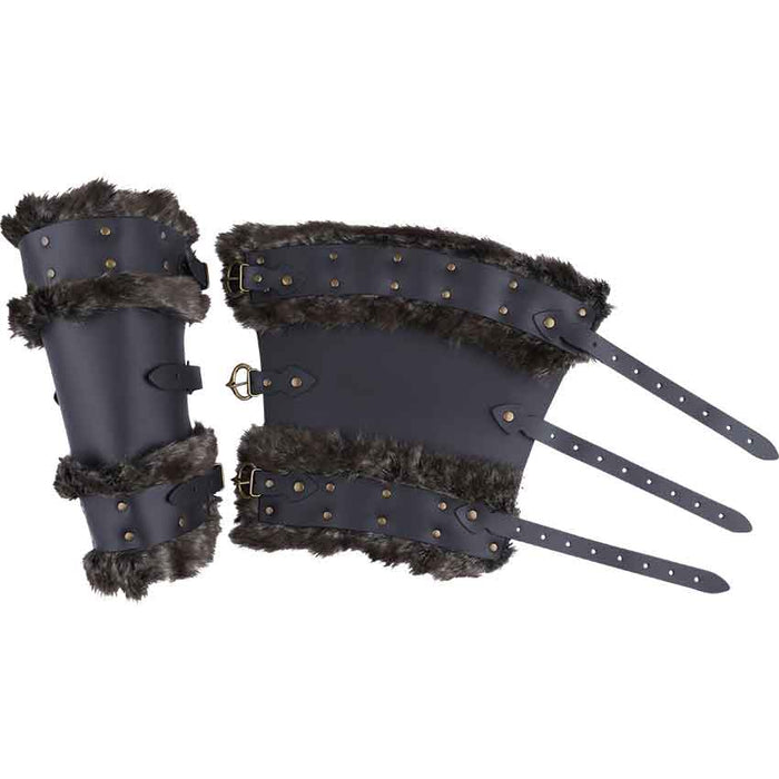 Bjorn Fur Trim Leather Bracers-GoblinSmith