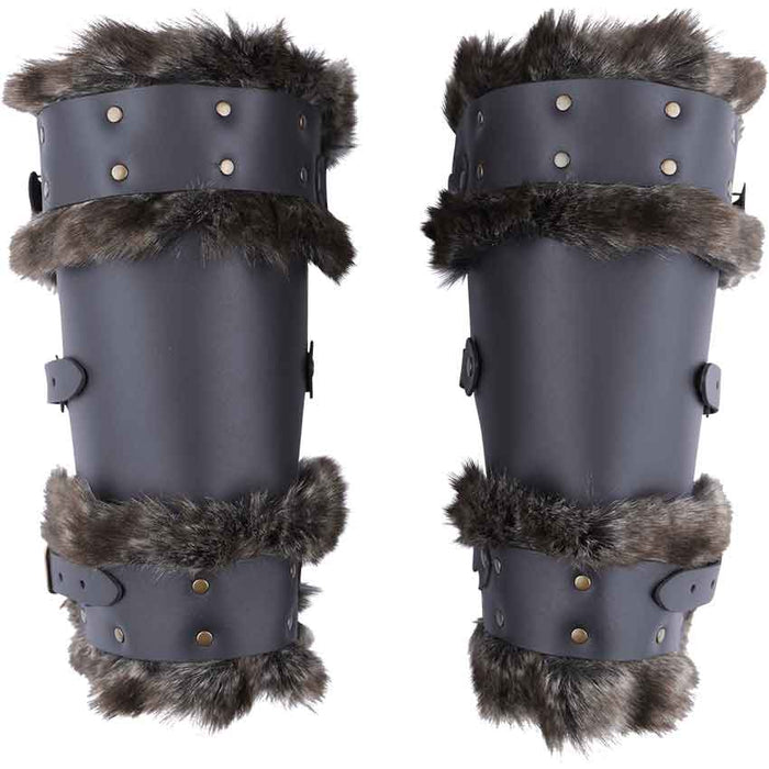 Bjorn Fur Trim Leather Bracers-GoblinSmith