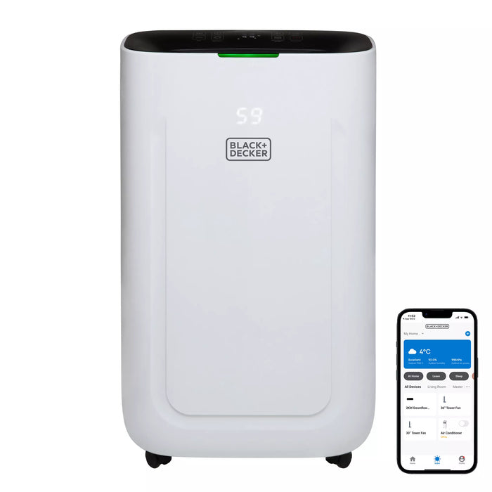 Black & Decker BXEH60014GB 20L Smart Dehumidifier - 4 Modes Quiet 6.5L Water Tank - 24 Hour Timer White