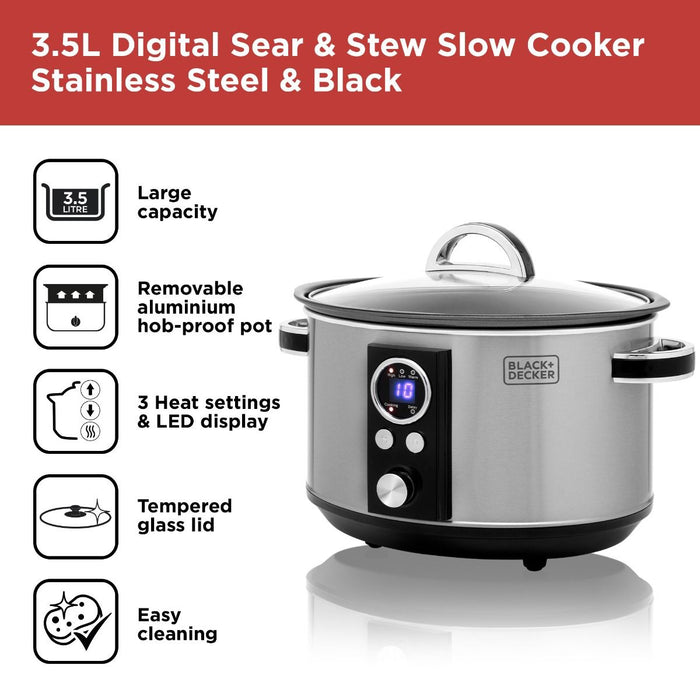 Black &amp; Decker BXSC16044GB 3.5L Digital Slow Cooker