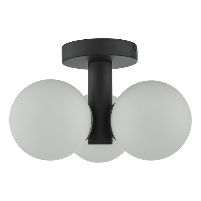 Blake Bathroom 3 Light Semi Flush Matt Black Opal Glass<br>Matt Black