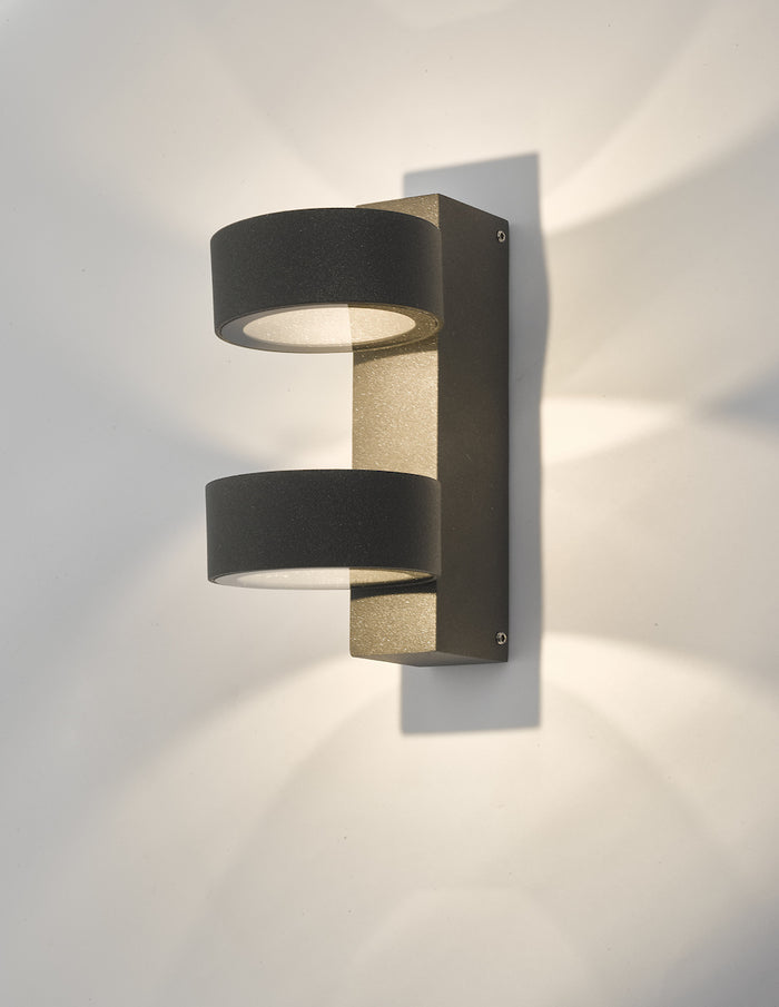 Bohdan Outdoor 2 Light Wall Light Matt Grey IP65 LED<br>Matt Grey