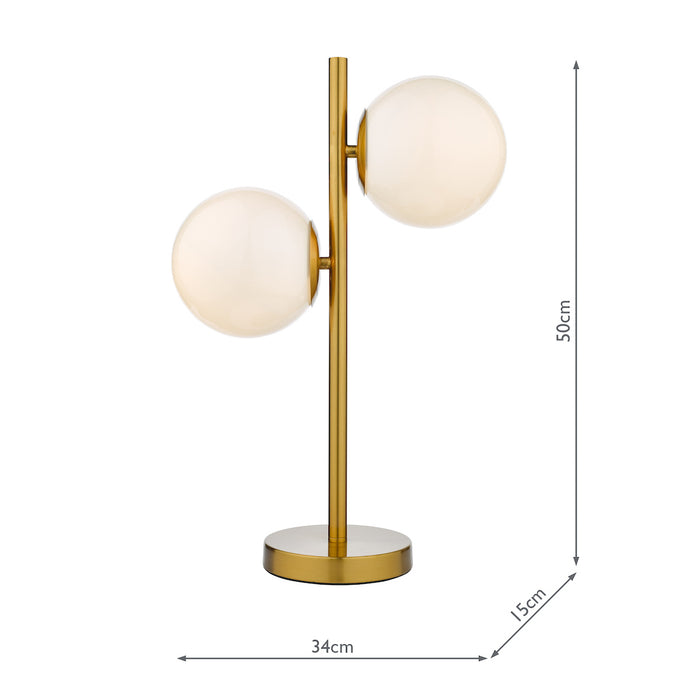 Bombazine 2 Light Table Lamp Natural Brass Opal Glass<br>Natural Solid Brass