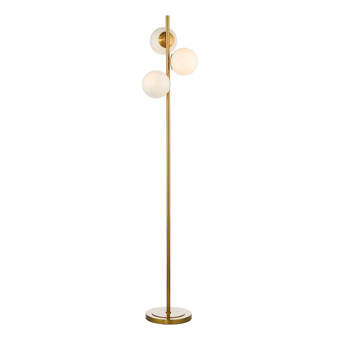 Bombazine 3 Light Floor Lamp Natural Brass Opal Glass<br>Natural Solid Brass