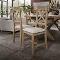 Bordeaux Cross Back Chair Fabric Seat in Check Natural