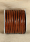 Bossed Braided Strap Full-Grain Leather 25m Brown-GoblinSmith