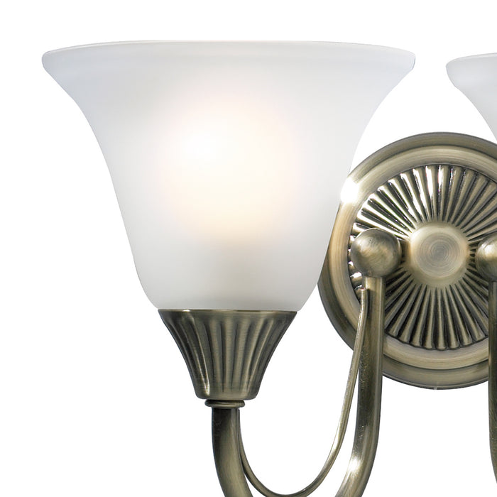 Boston 2 Light Wall Light Antique Brass Opaque Glass<br>Antique Brass