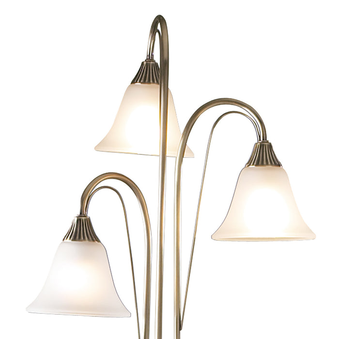 Boston 3 Light Floor Lamp Antique Brass Opaque Glass<br>Antique Brass