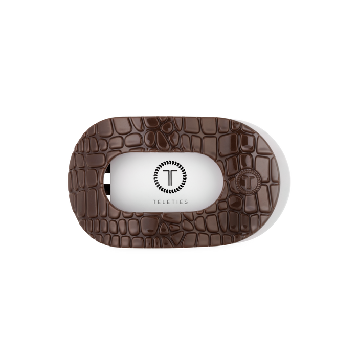 Brown Crocodile Medium Flat Round Hair Clip