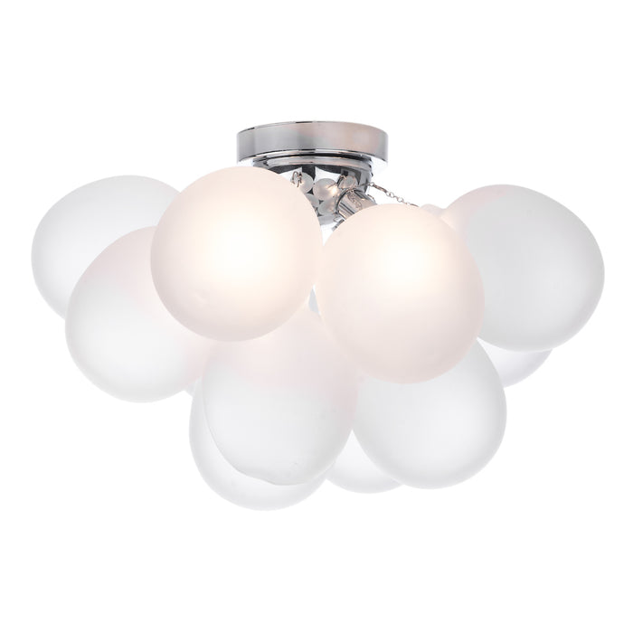 Bubbles 4 Light Flush Polished Chrome Frosted Glass<br>White Frosted Glass