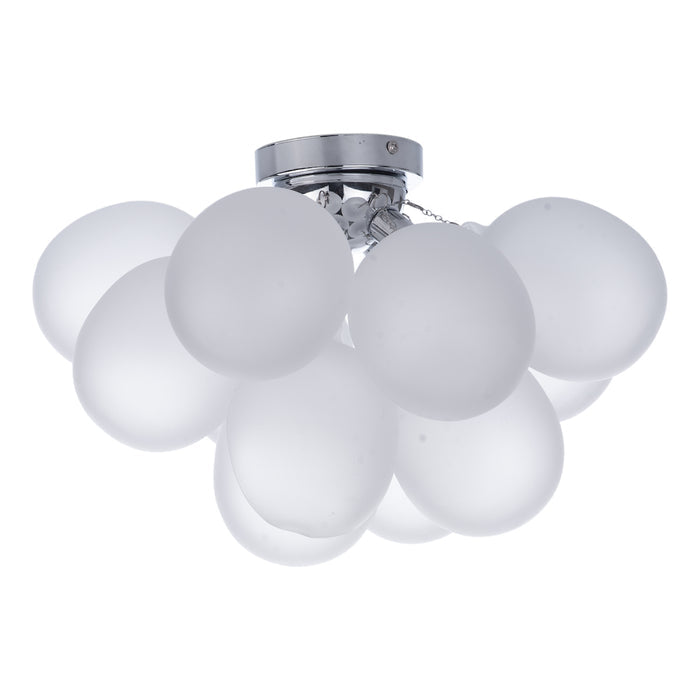 Bubbles 4 Light Flush Polished Chrome Frosted Glass<br>White Frosted Glass