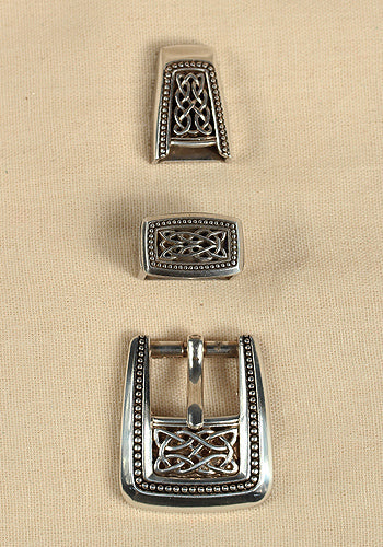 Buckle Set Celtic Knot Antique Silver-GoblinSmith